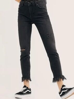 Free People Great Heights Frayed Skinny Jeans